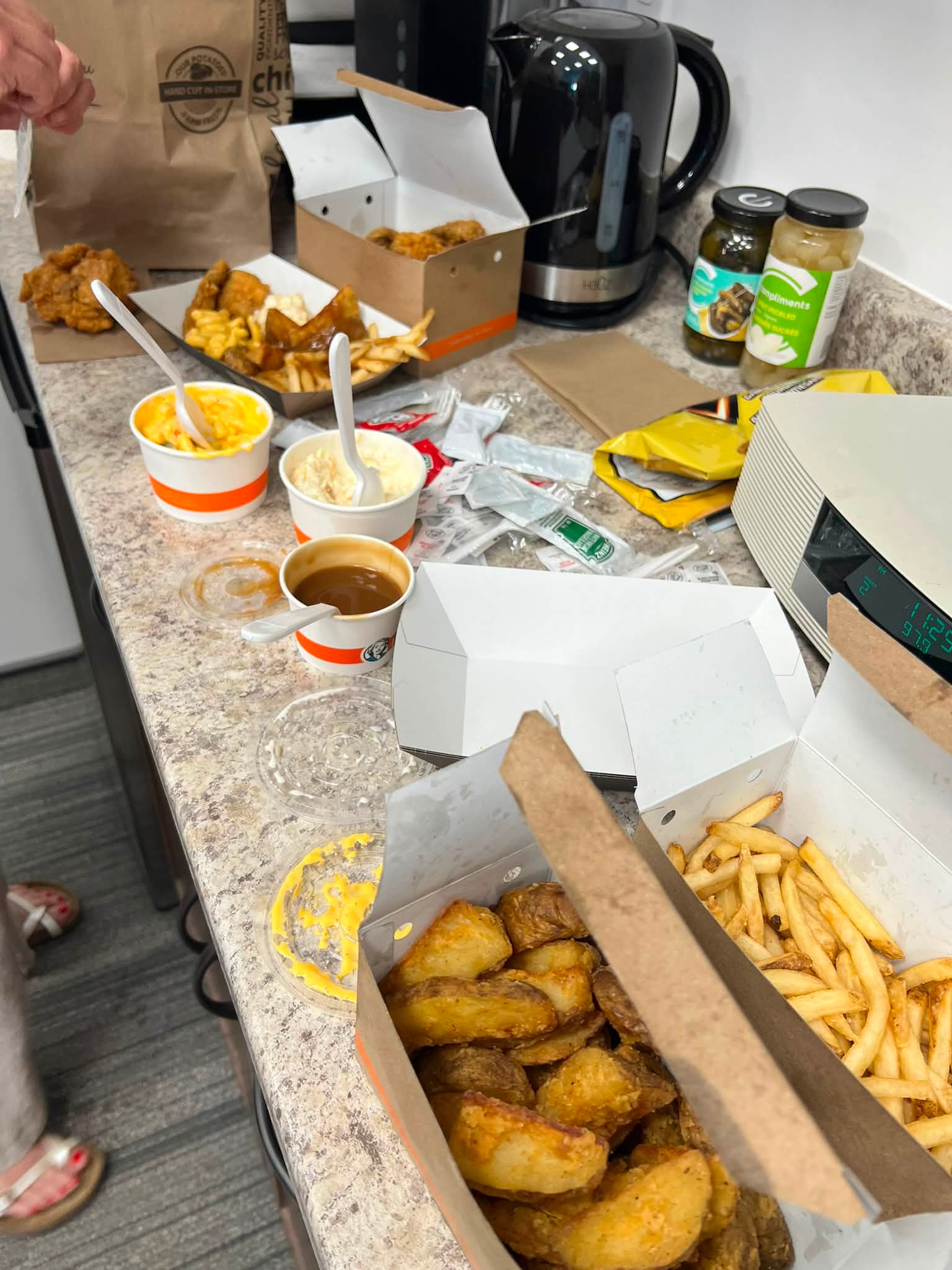 Early birthday celebrations are underway! 🎉🥳

My work family, Pansy Taylor Russell , the youngest and Trudy Hobbs the middle child, (yeah, I’m the oldest!), surprised me with Mary Brown's for lunch today. 

I won’t say food is my love language… but Mary Brown’s is making a pretty strong case. 😂🍗❤️

Thank you both for the surprise and for making me feel special. 🧡